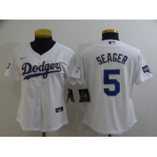 Women's Nike Los Angeles Dodgers #5 Corey Seager White Champions Jersey