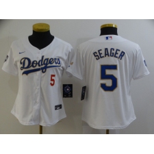 Women's Nike Los Angeles Dodgers #5 Corey Seager White Series Champions Jersey