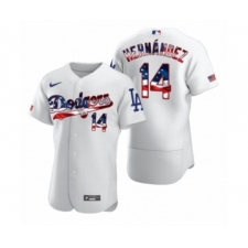 Men's Enrique Hernandez #14 Los Angeles Dodgers White 2020 Stars & Stripes 4th of July Jersey
