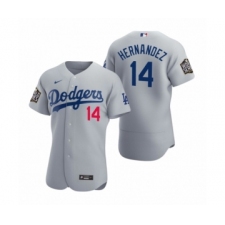 Men's Los Angeles Dodgers #14 Enrique Hernandez Nike Gray 2020 World Series Authentic Jersey