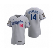 Men's Los Angeles Dodgers #14 Enrique Hernandez Nike Gray 2020 World Series Authentic Road Jersey
