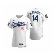 Men's Los Angeles Dodgers #14 Enrique Hernandez Nike White 2020 World Series Authentic Jersey