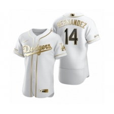 Men's Los Angeles Dodgers #14 Enrique Hernandez Nike White Authentic Golden Edition Jersey