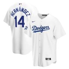 Men's Los Angeles Dodgers #14 Enrique Hernández Nike White 2020 World Series Champions Home Patch Replica Player Jersey