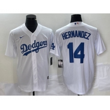 Men's Nike Los Angeles Dodgers #14 Enrique Hernandez White Stitched Cool Base Jersey