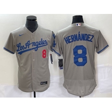 Men's Nike Los Angeles Dodgers #8 Enrique Hernandez Gray Replica Player Jersey
