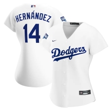 Women's Los Angeles Dodgers #14 Enrique Hernández Nike White 2020 World Series Champions Home Replica Player Jersey