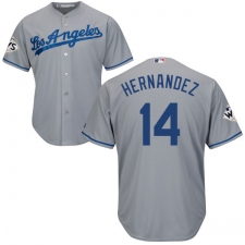 Youth Majestic Los Angeles Dodgers #14 Enrique Hernandez Replica Grey Road 2017 World Series Bound Cool Base MLB Jersey