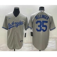 Men's Los Angeles Dodgers #35 Cody Bellinger Grey With Los Stitched MLB Cool Base Nike Jersey