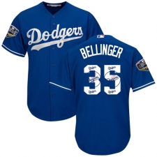 Men's Majestic Los Angeles Dodgers #35 Cody Bellinger Authentic Royal Blue Team Logo Fashion Cool Base 2018 World Series MLB Jersey