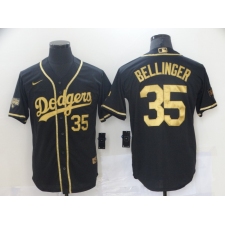 Men's Nike Los Angeles Dodgers #35 Cody Bellinger Black Gold Authentic Jersey