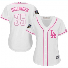 Women's Majestic Los Angeles Dodgers #35 Cody Bellinger Authentic White Fashion Cool Base 2018 World Series MLB Jersey