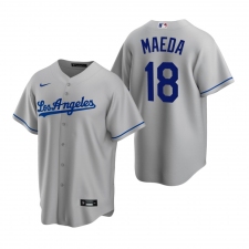 Men's Nike Los Angeles Dodgers #18 Kenta Maeda Gray Road Stitched Baseball Jersey