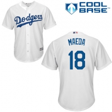 Youth Majestic Los Angeles Dodgers #18 Kenta Maeda Replica White Home Cool Base MLB Jersey
