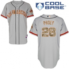 Men's Majestic San Francisco Giants #28 Buster Posey Replica Grey USMC Cool Base MLB Jersey