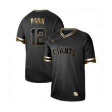 Men's San Francisco Giants #12 Joe Panik Authentic Black Gold Fashion Baseball Jersey
