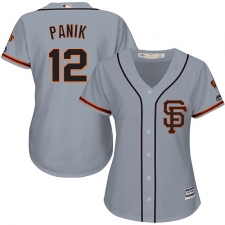 Women's Majestic San Francisco Giants #12 Joe Panik Replica Grey Road 2 Cool Base MLB Jersey