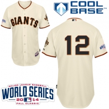 Youth Majestic San Francisco Giants #12 Joe Panik Replica Cream Home Cool Base w/2014 World Series Patch MLB Jersey