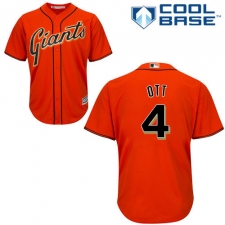 Youth Majestic San Francisco Giants #4 Mel Ott Authentic Orange Alternate Cool Base MLB Jersey