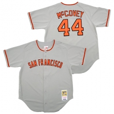 Men's Mitchell and Ness San Francisco Giants #44 Willie McCovey Authentic Grey Throwback MLB Jersey