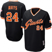 Men's Mitchell and Ness San Francisco Giants #24 Willie Mays Replica Black Throwback MLB Jersey