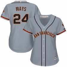 Women's Majestic San Francisco Giants #24 Willie Mays Replica Grey Road Cool Base MLB Jersey