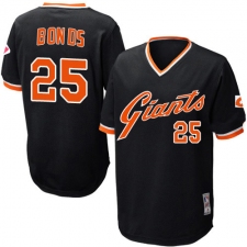 Men's Mitchell and Ness San Francisco Giants #25 Barry Bonds Replica Black Throwback MLB Jersey