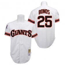 Men's Mitchell and Ness San Francisco Giants #25 Barry Bonds Replica White 1989 Throwback MLB Jersey