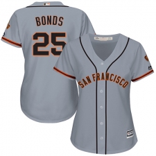Women's Majestic San Francisco Giants #25 Barry Bonds Replica Grey Road Cool Base MLB Jersey