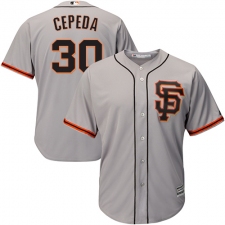 Youth Majestic San Francisco Giants #30 Orlando Cepeda Authentic Grey Road 2 Cool Base MLB Jersey