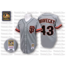 Men's Mitchell and Ness San Francisco Giants #43 Dave Dravecky Replica Grey Throwback MLB Jersey