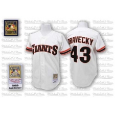 Men's Mitchell and Ness San Francisco Giants #43 Dave Dravecky Replica White Throwback MLB Jersey