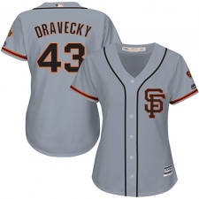 Women's Majestic San Francisco Giants #43 Dave Dravecky Replica Grey Road 2 Cool Base MLB Jersey