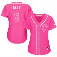 Women's Majestic San Francisco Giants #9 Brandon Belt Replica Pink Fashion Cool Base MLB Jersey