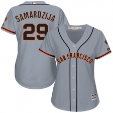 Women's Majestic San Francisco Giants #29 Jeff Samardzija Authentic Grey Road Cool Base MLB Jersey