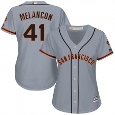 Women's Majestic San Francisco Giants #41 Mark Melancon Authentic Grey Road 2 Cool Base MLB Jersey