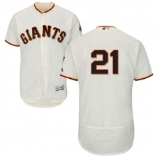 Men's Majestic San Francisco Giants #21 Deion Sanders Cream Home Flex Base Authentic Collection MLB Jersey