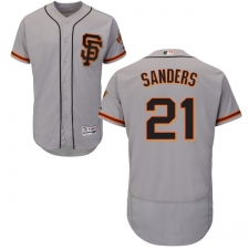 Men's Majestic San Francisco Giants #21 Deion Sanders Grey Alternate Flex Base Authentic Collection MLB Jersey