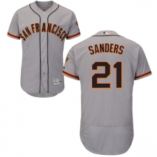 Men's Majestic San Francisco Giants #21 Deion Sanders Grey Road Flex Base Authentic Collection MLB Jersey