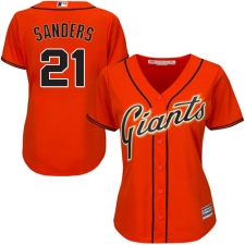 Women's Majestic San Francisco Giants #21 Deion Sanders Replica Orange Alternate Cool Base MLB Jersey