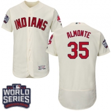 Men's Majestic Cleveland Indians #35 Abraham Almonte Cream 2016 World Series Bound Flexbase Authentic Collection MLB Jersey