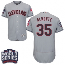 Men's Majestic Cleveland Indians #35 Abraham Almonte Grey 2016 World Series Bound Flexbase Authentic Collection MLB Jersey