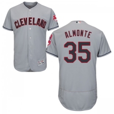 Men's Majestic Cleveland Indians #35 Abraham Almonte Grey Road Flex Base Authentic Collection MLB Jersey