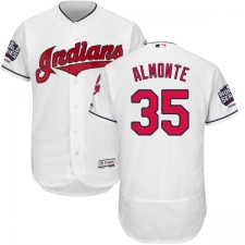 Men's Majestic Cleveland Indians #35 Abraham Almonte White 2016 World Series Bound Flexbase Authentic Collection MLB Jersey