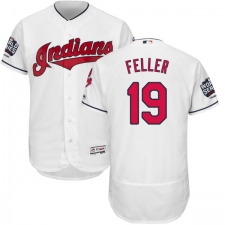 Men's Majestic Cleveland Indians #19 Bob Feller White 2016 World Series Bound Flexbase Authentic Collection MLB Jersey