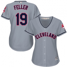 Women's Majestic Cleveland Indians #19 Bob Feller Authentic Grey Road Cool Base MLB Jersey