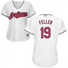 Women's Majestic Cleveland Indians #19 Bob Feller Authentic White Home Cool Base MLB Jersey