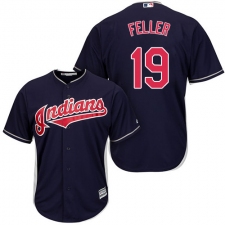 Youth Majestic Cleveland Indians #19 Bob Feller Authentic Navy Blue Alternate 1 Cool Base MLB Jersey