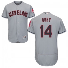 Men's Majestic Cleveland Indians #14 Larry Doby Grey Road Flex Base Authentic Collection MLB Jersey