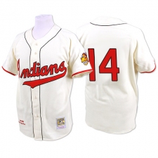 Men's Mitchell and Ness 1948 Cleveland Indians #14 Larry Doby Authentic Cream Throwback MLB Jersey